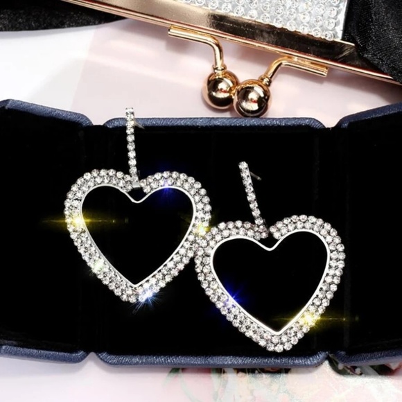 Bling Heart Earrings - Picture 2 of 3